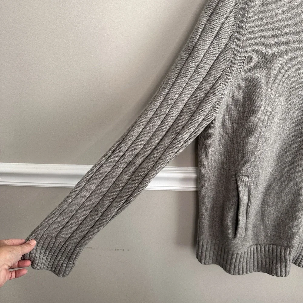 Banana Republic Men Cashmere Full Zip Sweater XL Mock Neck Ribbed Preppy Pockets